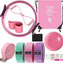 Pilates Essentials Kit for Women - Better Yoga Pilates Kit for Home Workouts with Pilates Ring and Ball Set, Booty Bands, Figure 8 Resistance Band, Yoga Bands for Stretching (Pink for Mother)