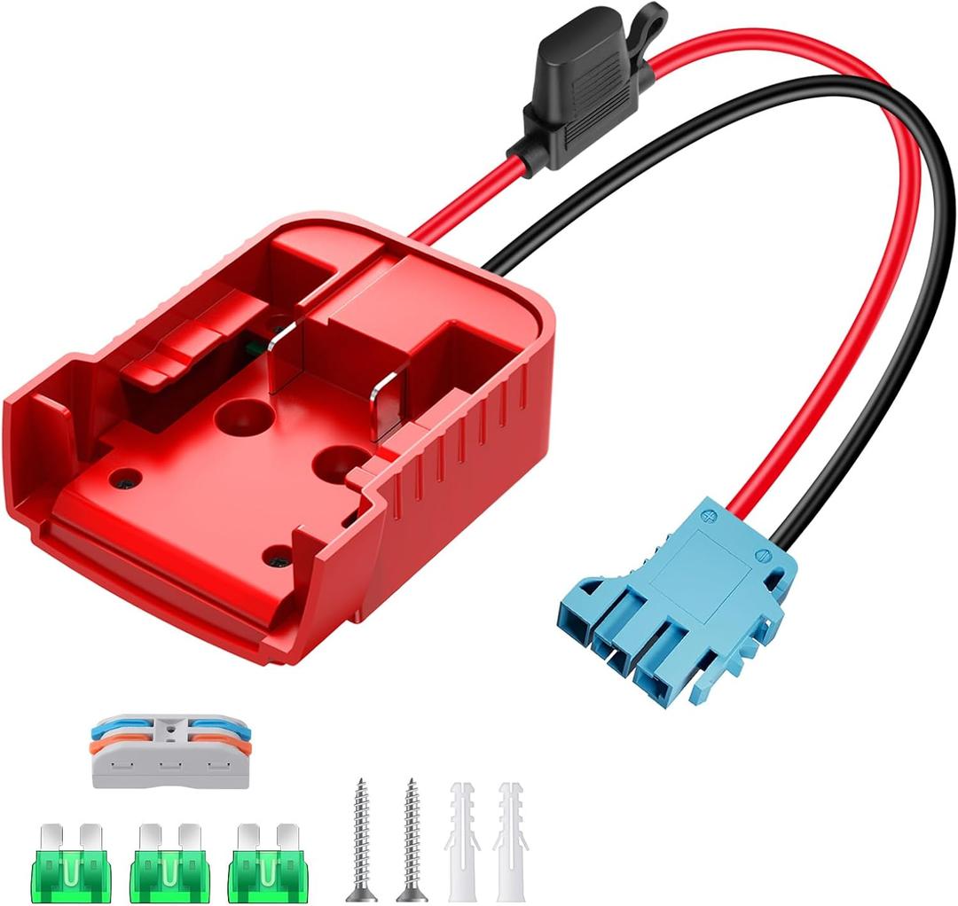 Power Wheel Adapter for Milwaukee M18 Battery Adapter 18V Power Wheel Battery Converter with Wire Harness Connector Compatible with Peg-Perego Children's Riding Toys 12AWG Wire Connector with Switch