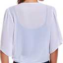 SURVODJA Womens Chiffon Cropped Cardigans Lightweight Sweaters Short Sleeve Bolero Shrugs for Dress (White, XXL)