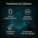 2 x Car Phone Holder Magnetic Phone Holder for Car Cell Phone Car Mount Phone Mount 360 Degrees Rotation Strong Suction Cup for Gym Mirrors Stable Holder Workout Videos Dashboard Holder iPhone & Android