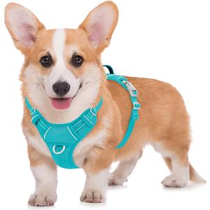 BARKBAY No Pull Dog Harness Large Reflective Dog Harness with Front Clip and Easy Control Handle for Walking Training Running with ID tag Pocket(Ocean Blue,M) (Medium)