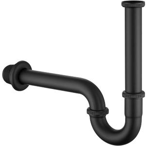 ZM Stainless Steel 1-1/4" P-trap Pipe, Adjustable Height Sink Waste Drain Kit, Matte Black