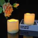 2 Pack 3 Outdoor Battery Operated Flameless Candles with Timer Flickering Pillar Waterproof Candle Plastic Electric LED Lights for Wedding Party Halloween Thanksgiving Christmas Decoration (3 x 3 inch)
