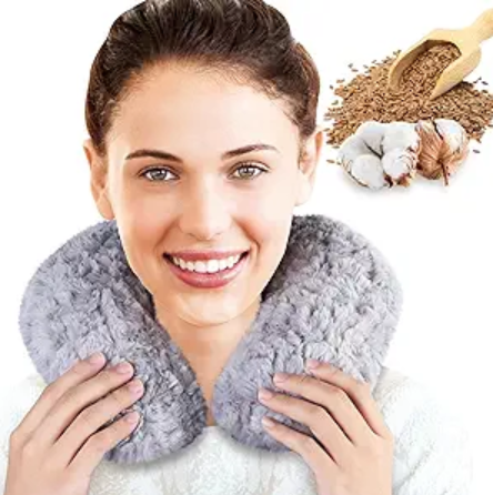 REVIX Neck Warmer Microwavable Heating Pad, Microwave Neck Pillow Moist Heat Therapy, Heated Neck Wrap for Neck and Shoulder Pain Relief, Therapeutic Pillow for Stress Tension with Flaxseed, Floss