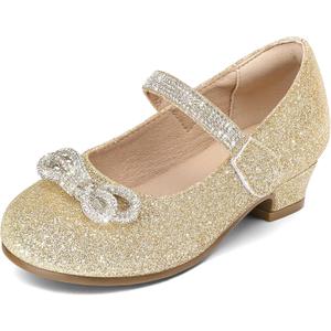 K KomForme Girls Dress Shoes Princess Bow Flats with Rhinestone for Wedding Party, Toddler/Little Kid/Big Kid 12