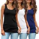 TAIPOVE Womens Extra Long Tunic Tank Tops Cotton Camisoles Basic Layering Sleeveless Undershirts 3 Pack, XXL