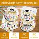 140Pcs Graduation Party Supplies Wildflower Plates and Napkins Wildflower Congrats Grad Paper Plates School Graduation Season Tableware Set Dinner Plates, Serves 20 Guests