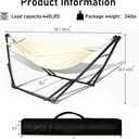 2-in-1 Hammock Chair with Stand for Adults, Portable Hammock with Collapsible Steel Frame, Adjustable Folding Design for Outdoor & Indoor Use, Patio, Camping, Travel, Supports 440 LBS