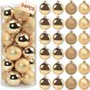 24Pcs Christmas Balls Shatterproof Christmas Tree Decorations Hanging Ball for Holiday Wedding Party Decoration Ornaments for Xmas Christmas Tree (16 Pcs Gold)