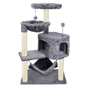 YUNIQUE Cat Tree with Cat Condo and Big Hammock, Grey
