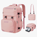 Maelstrom Travel Backpack for Women Men, 2 in 1 Crossbody Bag Laptop Backpack Fits 15.6-17.3 Inch Laptop, 26L Work/Nurse/Teacher Bag, Carry On Backpack with Shoe Compartment, Pink