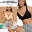 2026 Women Jelly Seamless Wireless Push Up Bras Deep V No Underwire Supportive Everyday Bra Full Coverage Plunge Bralettes (Beige)