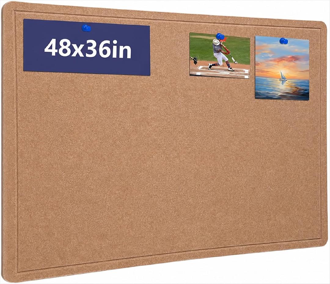 Large Cork Bulletin Board 48" x 36", Felt Pin Board, Ginger Yellow