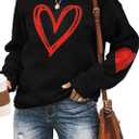 Ykomow Valentines Day Shirts Women Plaid Love Heart Valentines Day Sweatshirts Raglan Tops (M, Black)