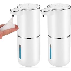 2 Pack Automatic Soap Dispensers,12.8oz/380ml USB Touchless Automatic Foaming Soap Dispenser,Rechargeabled Wall Mounted Smart Soap Dispenser for Bathroom Kitchen Dish Soap