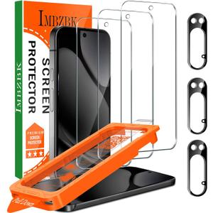 IMBZBK 3 Pack Screen Protector for Google Pixel 10 Pro XL, 3 Tempered Glass Camera Lens Protector Accessories, Military Grade Shatterproof