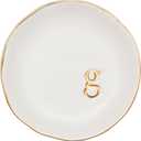 COLLECTIVE HOME - Ceramic Jewelry Tray, Decorative Trinket Dish for Rings Earrings Necklaces Bracelet Watch Keys, Birthday Mother's Day for Women, 4.75", White Surface (G)