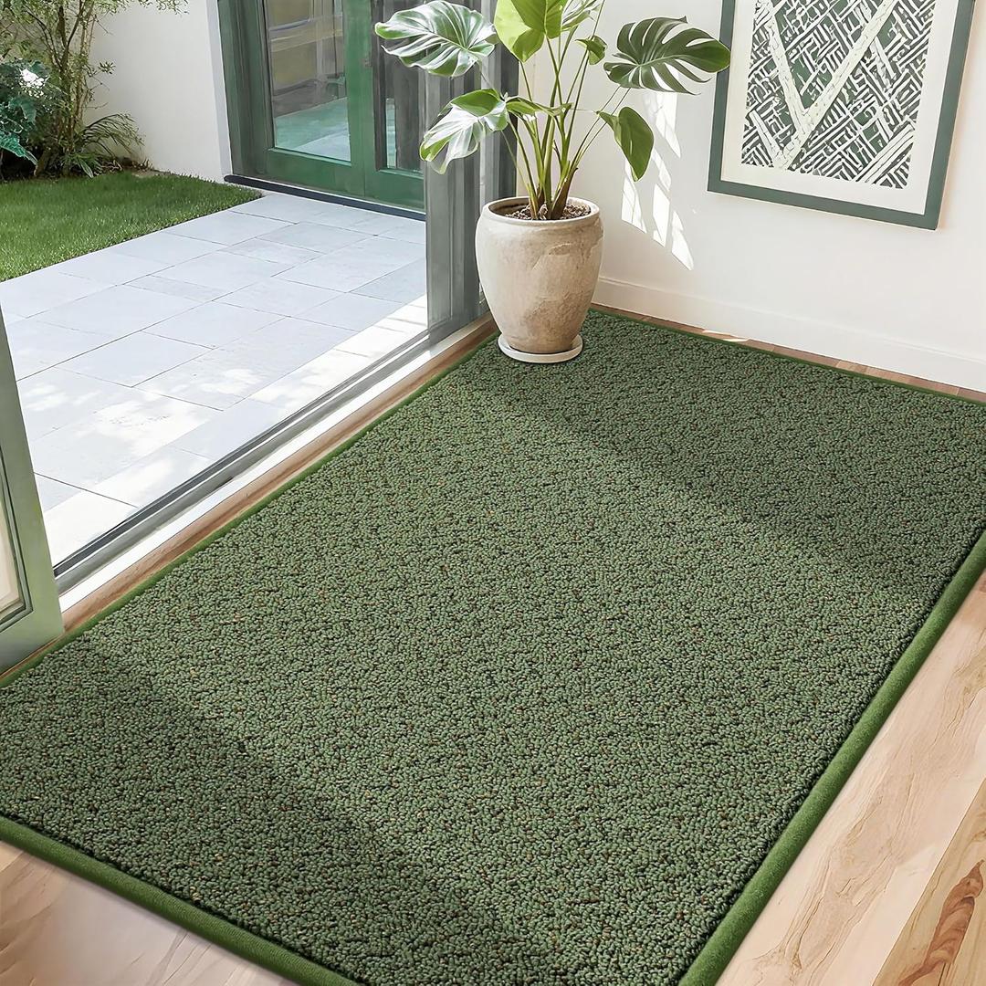 COSY HOMEER-Door-Mat 32"x48" Non Slip Absorbent Entryway Rugs Dirt Trapper Doormats Washable Entrance Mats Low Pile Welcome Floor Mat for Front Back Door and Entry Mats, Green