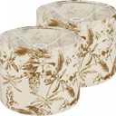 Floral Drum lampshade Set of 2, Cotton Lamp Shade Lamp Shades Replacement for Table and Floor Lamps, 8.7" Top x 8.7" Bottom x 7.9" High Lamp Shade (Sketch Leaves)
