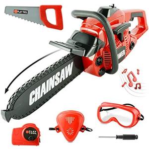 SMILESSKIDDO Kids Chainsaw Toy 3-5 - Pretend Play Kids Chainsaw Tool Set for Outdoor Gardening Play, Tool Set for Boys & Girls Ages 3 4 5 6 7 8 Years Old