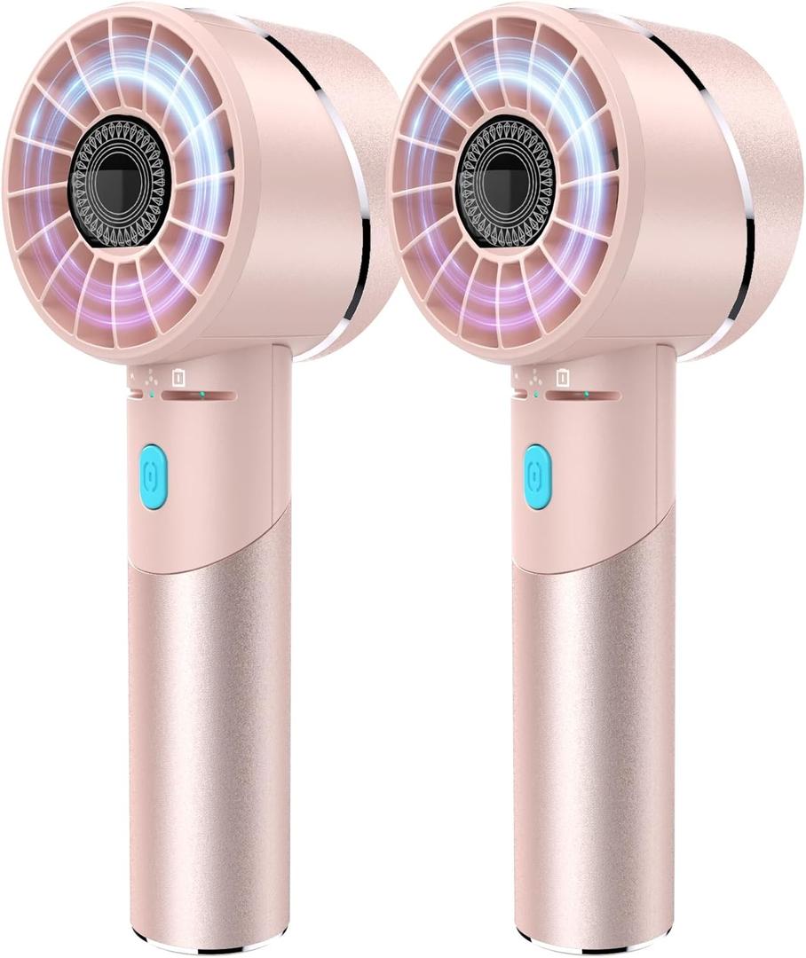 3PCS Handheld Fan, Mini Small Portable Turbo Fan, Rechargeable with 4 High Speeds Personal Fans, Max 16H Runtime, For Travel, Office, Outdoor - Pink