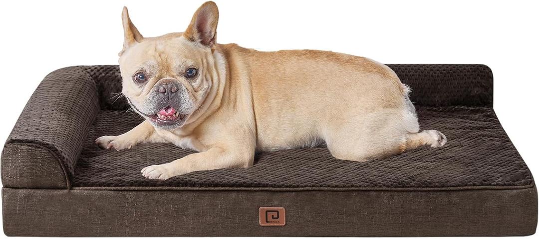 EHEYCIGA Memory Foam Dog Bed Medium Sized Dogs, Waterproof Dog Bed Orthopedic with Washable Removable Cover, Non-Slip Pet Bed Couch for Crate, 30x20x6 Inches, Brown (30.0"L x 20.0"W x 6"Th)
