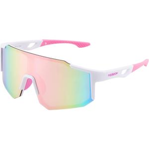 FEISEDY Sports Sunglasses for Men, Women and Teens - Baseball, Biking, Cycling UV400 Protection B2388 (75mm, 011-white Pink)