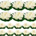 16Pcs Artificial Floating Pool Flowers, 7in & 4in Fake Water Lily Pads Flowers, Lotus Flower Floating Pool Decorations