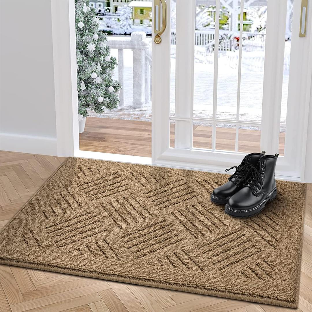 Door Mat Indoor Mat, Entryway Door Mats 36x59 Non-Slip Rug Rubber Backing, Low-Profile Entrance Rugs, Absorbent Resist Dirt Doormats Inside Floor Door Mat for Entryway,Brown (3' x 4'11" (Runner))