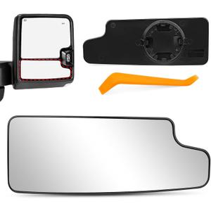 Passenger Side Lower Mirror Glass Replacement for 2019 2020 2021 2022 2023 2024 2025 Chevy Silverado GMC Sierra 1500 2500 HD 3500 HD Right Convex Non-Heated Towing Mirror with Back Plate, Standard