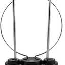 GE Traditional Rabbit Ear HD Digital TV Antenna, Long Range Smart TV Antenna, Extendable 15in Rabbit Ear Dipoles and Ciruclar Loop, Supports 4K 1080P HD Smart TV VHF UHF, Compact Design, 33676