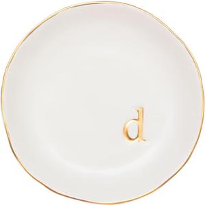 COLLECTIVE HOME - Ceramic Jewelry Tray, Decorative Trinket Dish for Rings Earrings Necklaces Bracelet Watch Keys, Birthday Mother's Day Christmas Gift for Women, 4.75", White Surface (D)