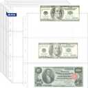 90 Pockets Acid Free Currency Sleeves, Non Stick and Non Glare Dollar Bill Sleeves for Collecting Cash, Banknotes or Coupons, Fit for 3 Ring Binder Currency Album, 30 Pack