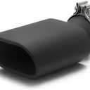 A-KARCK Square Exhaust Tip 3" Inlet, Black Coating Rectangle Exhaust Tailpipe Tip 3" x 5.5" Outlet 9.5" Long, Clamp on Design