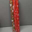 RJVW Small Christmas Gift Wrapping Paper Rolls,3 Rolls 17inches x 198inches Reversible Gift Wrapping Paper, Red Gold White Wrapping Paper, Snowflakes, Stripes, Plaid, Santa hat, Christmas decorations