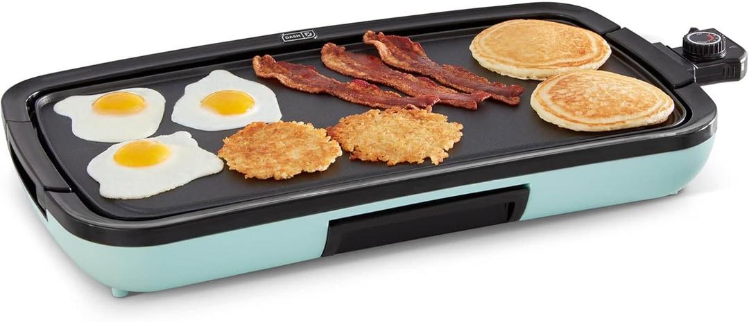 Dash Deluxe Everyday Griddle - Electric Griddle with Removable Plate - Nonstick, Easy-Clean Surface & Anti-Slip Base - Recipe Book Included - Aqua