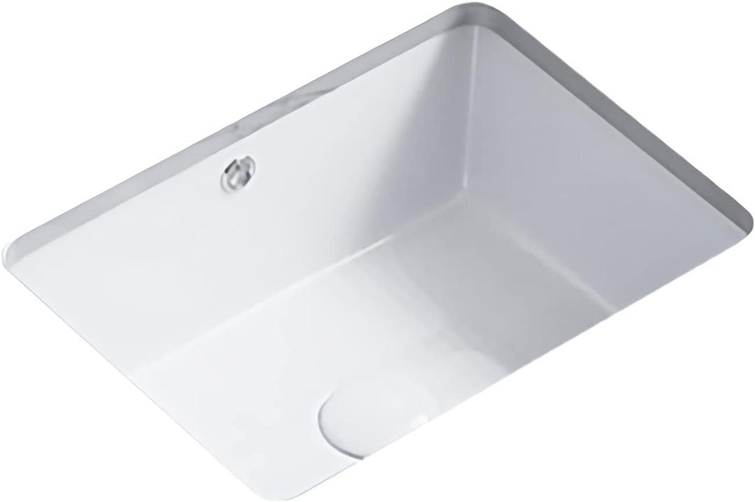 16 Inch Bathroom Vanity SinSmall Undermount Bathroom Sinks Rectangular White Porcelain Vessel Sink Cabinet 15.75" x 11.82" Ceramic Wash Basin Sink With Overflow Tiny Lavamanos Para Baos KINGWONG