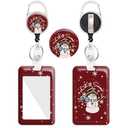 Christmas Winter Badge Holder Retractable Clip with Pendant Snowman Badge Reel Let It Snow Red Vertical ID Card Protector Keychain for Nurse Teacher Students The Office Woman Men
