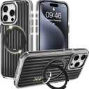 Phone Case Compatible with iPhone 15 Pro Max, with Magnetic Stand, Ring Kickstand, Compatible with Magsafe, Military Protection Black