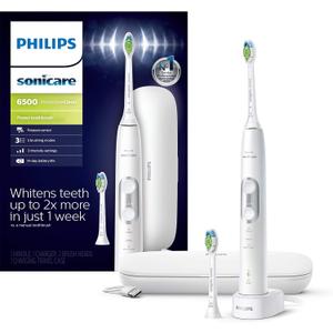 Philips Sonicare ProtectiveClean 6500 Rechargeable Electric Toothbrush, with Pressure Sensor, 3 Cleaning Modes, SmarTimer and QuadPacer, 14-Day Battery Life, Charging Travel Case, White, HX6462/05
