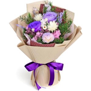 Bloom's Diary Preserved Flowers Bouquet, Flowers for Delivery Prime, Birthday Gifts for Women, Wife, Mother, Her (Purple)