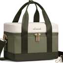 LOVEVOOK Insulated Lunch Bag for Women & Men - Cooler Lunch Tote and Lunch Box for Work and Travel, Light Green-beige-Dark olive Green