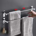 Towel Bars Freely Retractable 20-30 Inche Stainless Steel 304 Bath Towel Rack Strong 3M Adhesive Bathroom Wall-mounting Free mounting Hole-Installing washroom Kitchen Space Saving (2 Bars)