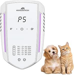 Morrerfresh Ozone Odor Eliminator for Strong Odor 99% Cat Litter Deodorizer Dog Poof Odor Removal Air Ionizers for Home Portable Air Purifier for Pets Toilet Wardrobe Shoe Garage Room Cabinet White