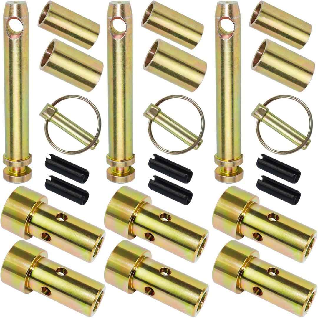 GELASKA 3 Pack TK95029 Quick Hitch Adapter Bushing Kit and S07070200 Cat 1 Top Link Pin and S07090100 Lynch Pin with Ring for Category I 3-Point Hitch Tractors