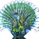 Crystalsuncatcher Hand Blown Glass Peacock Figurines Collectible Gift for Women Glass Art Animal Sculpture for Home Table Decorations (7.5in,Green)