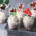 HOWAF Kentucky Party Derby Day Cupcake Toppers Decorations, 32pcs Horse Racing Cake Toppers Derby Day Party Supplies Horse Cupcake Toppers for Run for the Roses Supplies Double-Sided