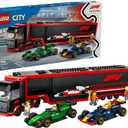 LEGO City F1 Truck with RB20 & AMR24 F1 Car Toys - Model Car Building Toy Set for Kids, Boys and Girls, Ages 8+ - Formula 1 Collectible for Fans - Gift Idea for Birthdays - 60445