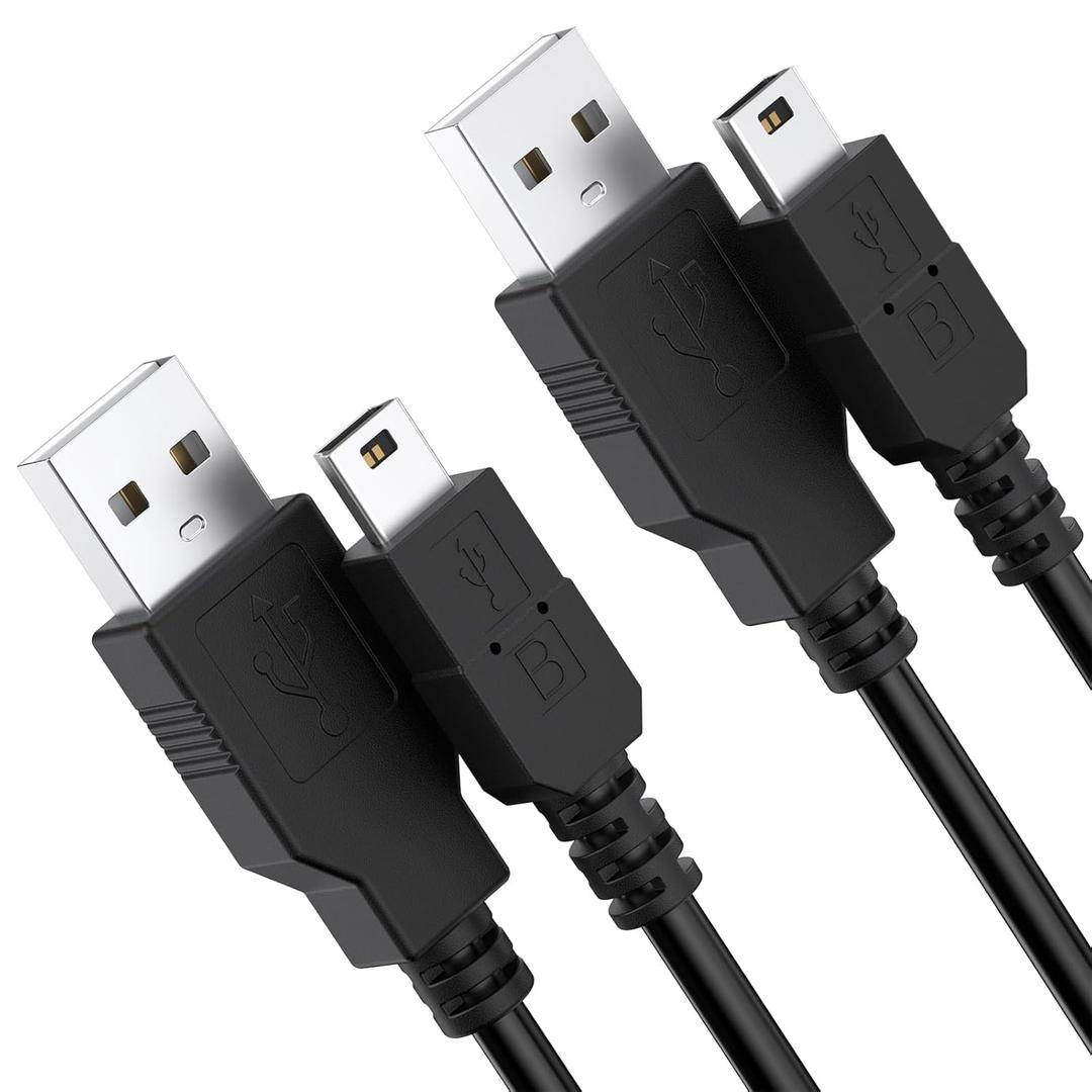 Vancle 2 Pack for PS3 Controller Charging Cable, 3.3ft Mini USB Cable for Sony PS3/ PS3 Slim/PS Move Controllers, TI84 Plus CE, MP3 Player, Digital Cameras