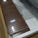 VECELO Coffee Table,40" Mid Century Coffee Tables with Open Storage Shelf,Fluted Table with Sliding Tambour Door,Farmhouse Wooden Tables Center Table for Living Room,Home Office,Walnut Brown, 39.37"L x 19.69"W x 15.75"H